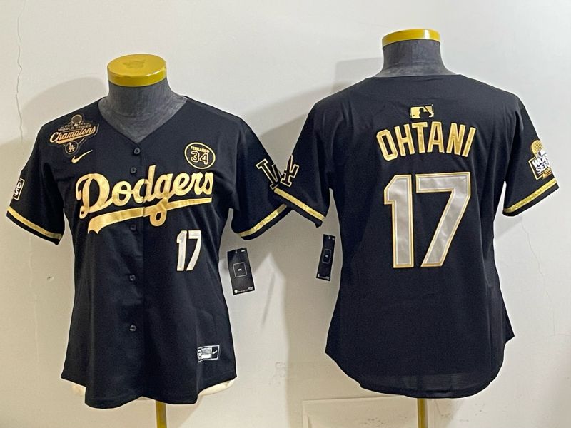 Women 2026 Los Angeles Dodgers #17 Ohtani black Game Nike MLB Jersey 004